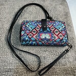 Sakroots Women's Blue, Black White and Red Bohemian Smartphone Crossbody Bag